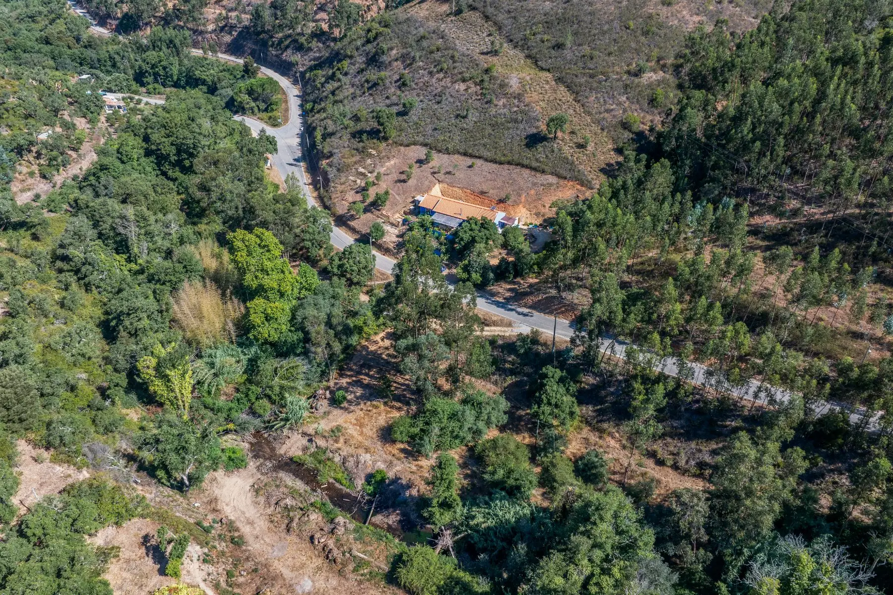The house in the valley, wooded hills of Monchique all around.